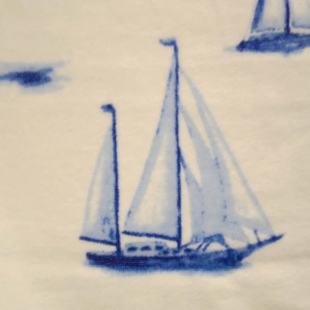 x8 Sailboat Schooner Boat Velour Bath Hand Washcloth Towel Set Nautical Coastal - Picture 8 of 11